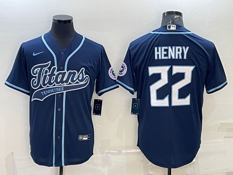 Men Tennessee Titans #22 Henry Dark Blue 2022 Nike Co branded NFL Jersey